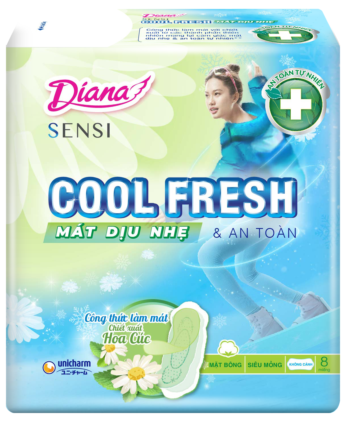Diana SENSI Cool Fresh Mát Dịu siêu mỏng không cánh